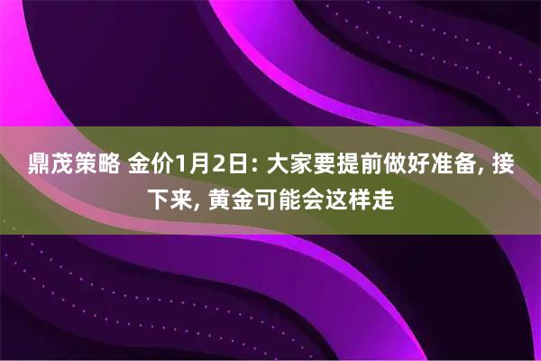 鼎茂策略 金价1月2日: 大家要提前做好准备, 接下来, 黄金可能会这样走